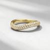Xian Can Jewelry S925 Silver Gold Stacking Ring with Half-Diamond Inlay - European and American Fashion Style