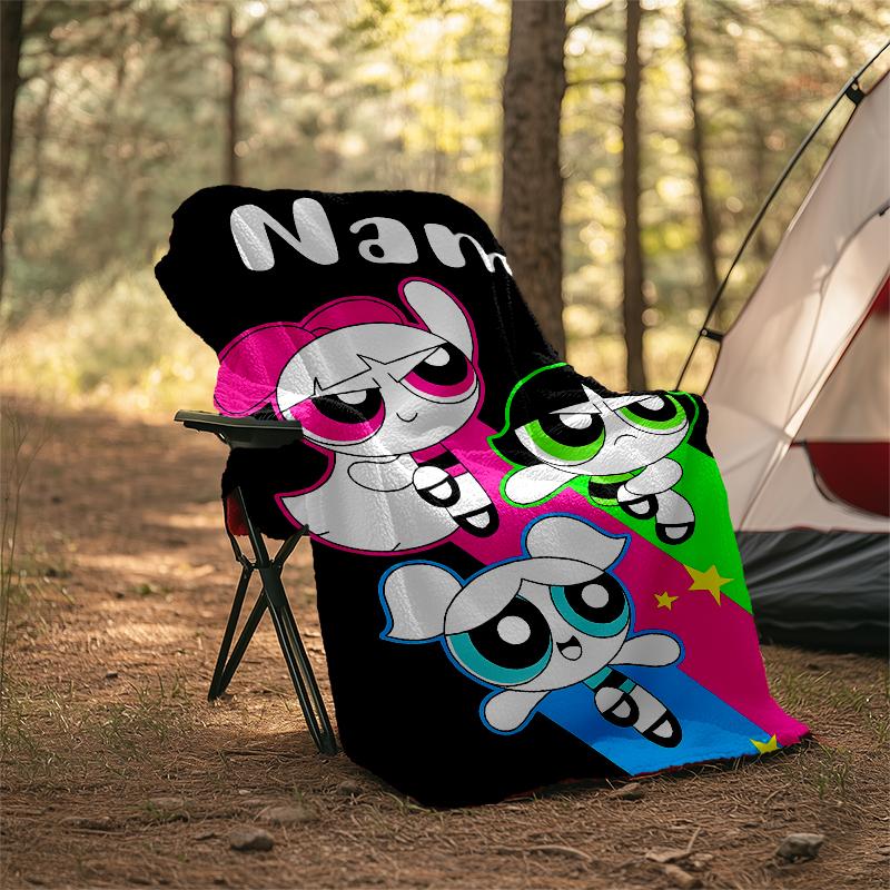 Personalized Custom Name Blanket - The Powerpuff Girls Print Design,Blanket for Sofa,Bed,Travel,Camping - Soft and Warm, Great Gift
