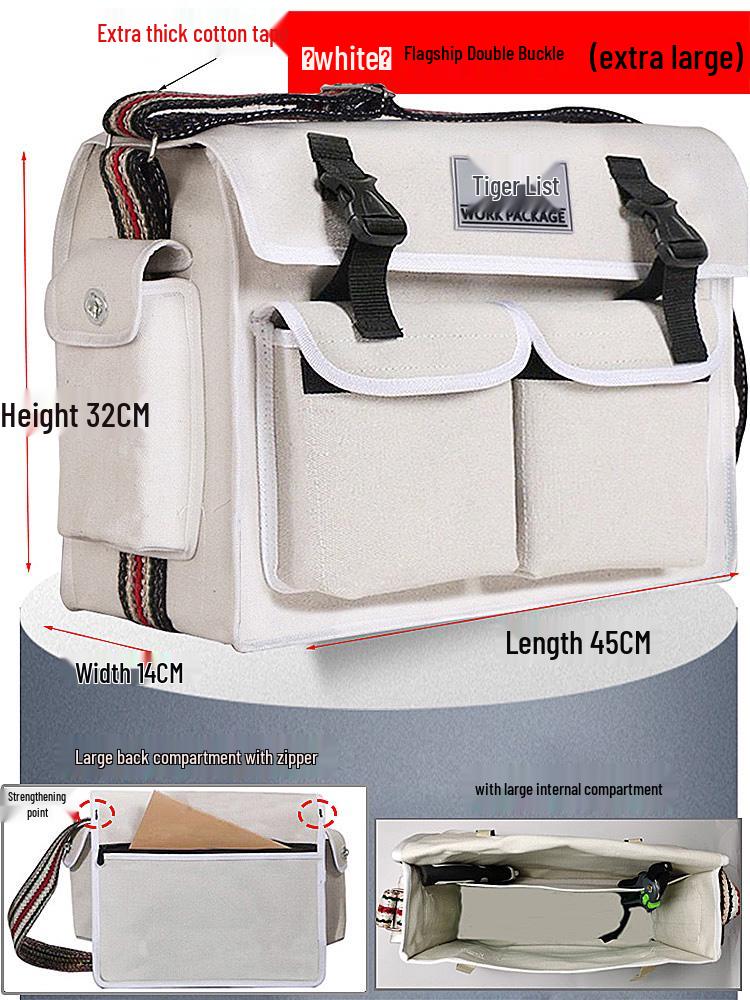 Electrician's Wear-Resistant Canvas Crossbody Tool Bag