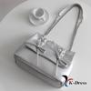 Loving Ribbon Leather Chain Shirring Square Flap Crossbody Shoulder Bag (4 Colors)