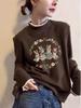Women's 2025 Autumn/Winter Lace Collar Velvet Base Layer Long Sleeve T-Shirt