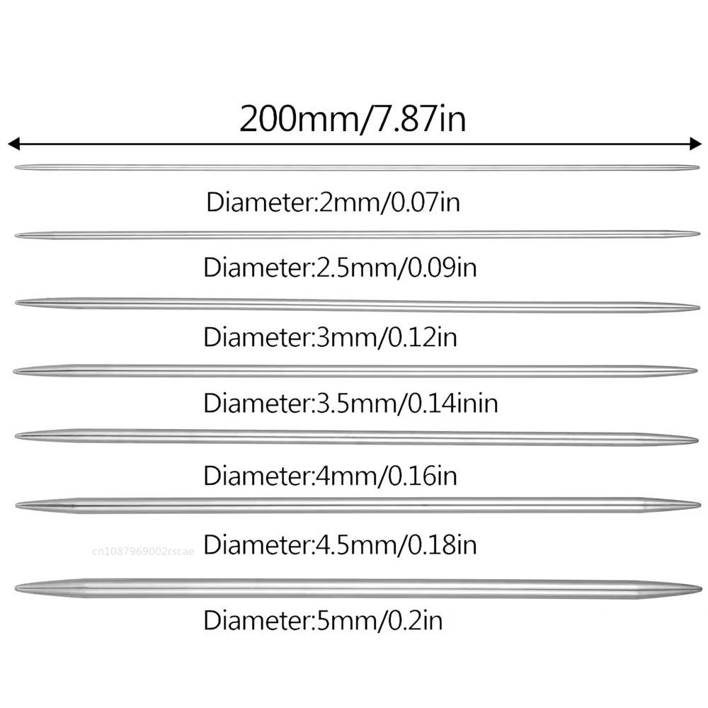 20CM Stainless Steel Knitting Needles 5pcs/Set 2-5MM Double Pointed Straight Knitting Needles for Sweaters Knitting Project