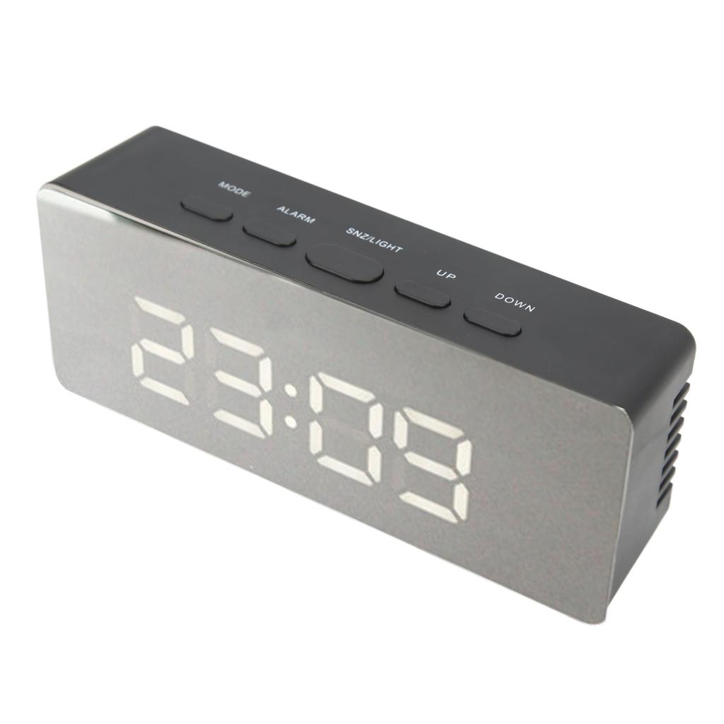 Digital Clock LED HD Large Screen Display Mirror Technology Black Battery Plug In Digital Alarm Clock for Home