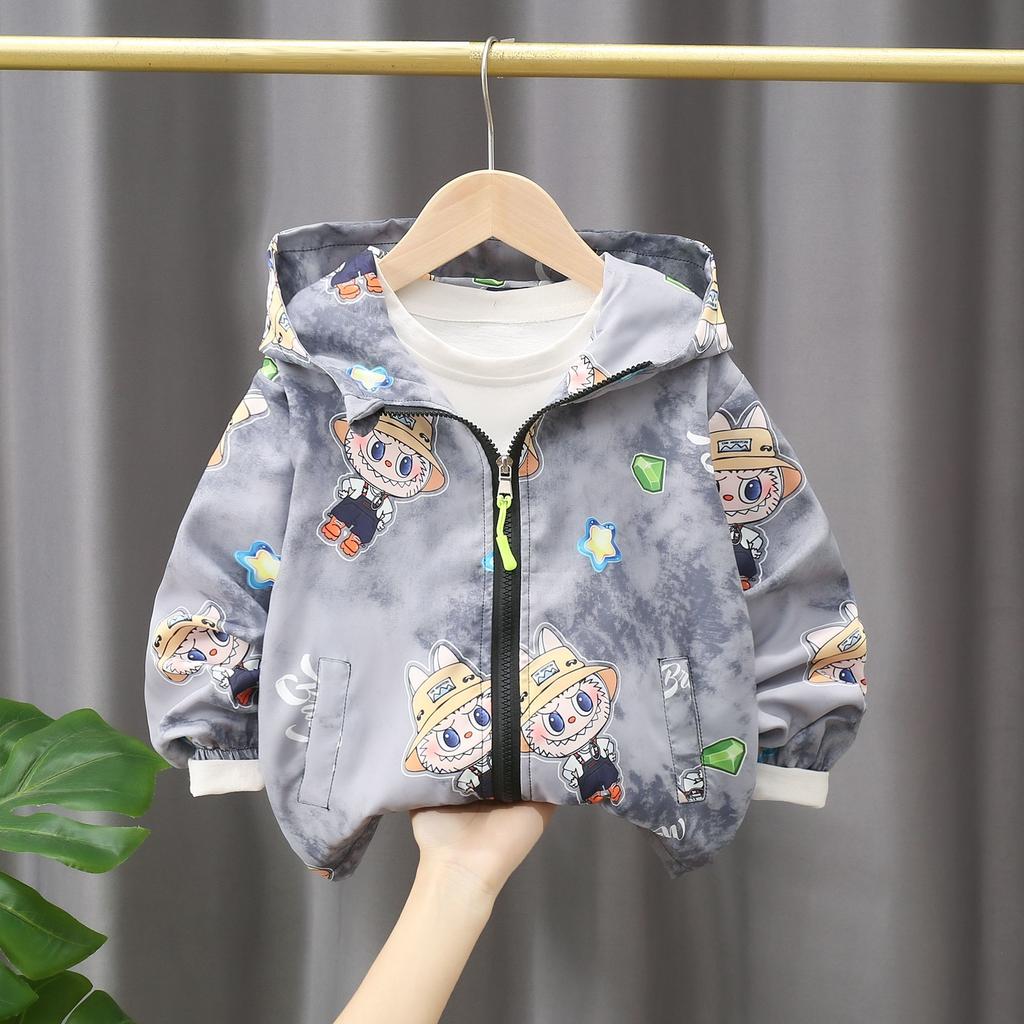 Pardesiu de vânt pentru copii, Modă de primăvară și toamnă cu geacă de bumbac, Jachetă casual cu glugă pentru băieți și fete