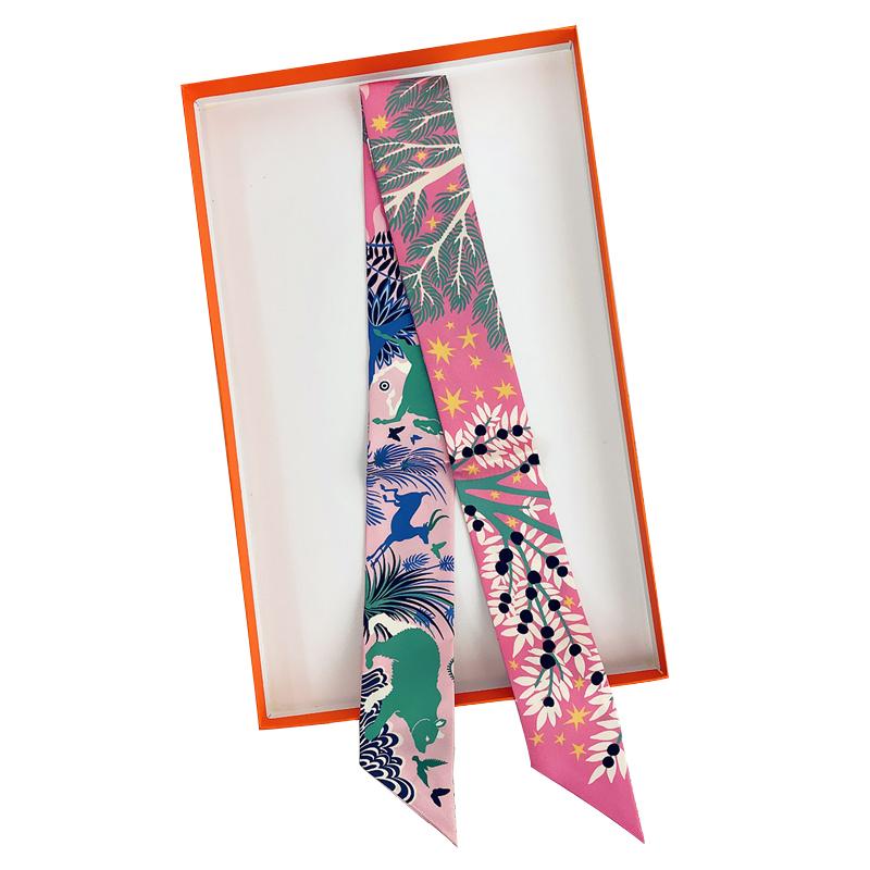 2025 Brand Design Horse Animal Women Mulberry Silk Scarf Luxury Scarves Headband Foulard Skinny Bag Wrap Scarves Neckerchief