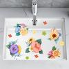 Lucky Koi And Floral Washbasin Sticker Self-Adhesive Waterproof Removable Bathroom Sticker, Wall Bathroom Sink Decal Home Decor