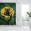 Three Funny Naughty Black Cat Shower Curtain Scratching The Wall With His Paws Fabric Bathroom Decor Set Hooks White And Black