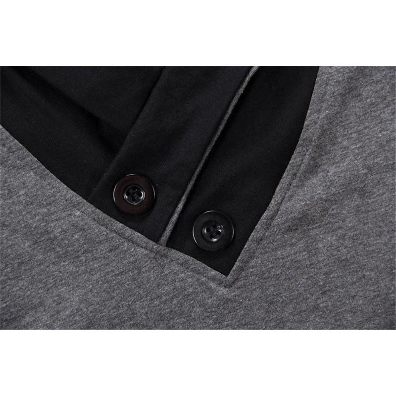Summer Mens T Shirts Fashion Slim Short Sleeve Patchwork V Neck Black T Shirt Men Button Tees
