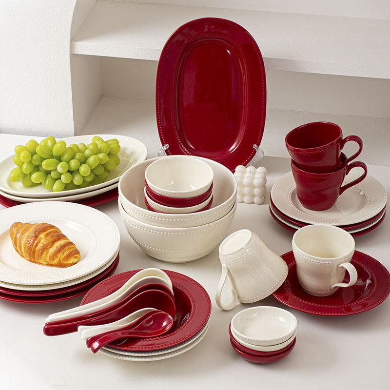 Underglaze Colorful Red Dishes, Tableware, Noodle Bowls, Household New Tableware, Plates, Dinner Plates, Wedding Gifts