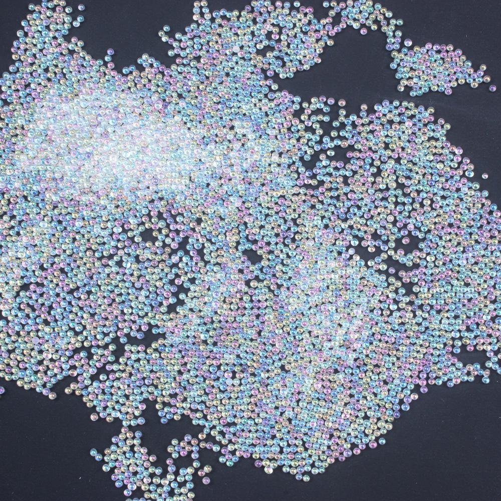 Transparent Iridescent Glass Bubble Beads for Nail Art - No Hole Pixie Caviar Beads