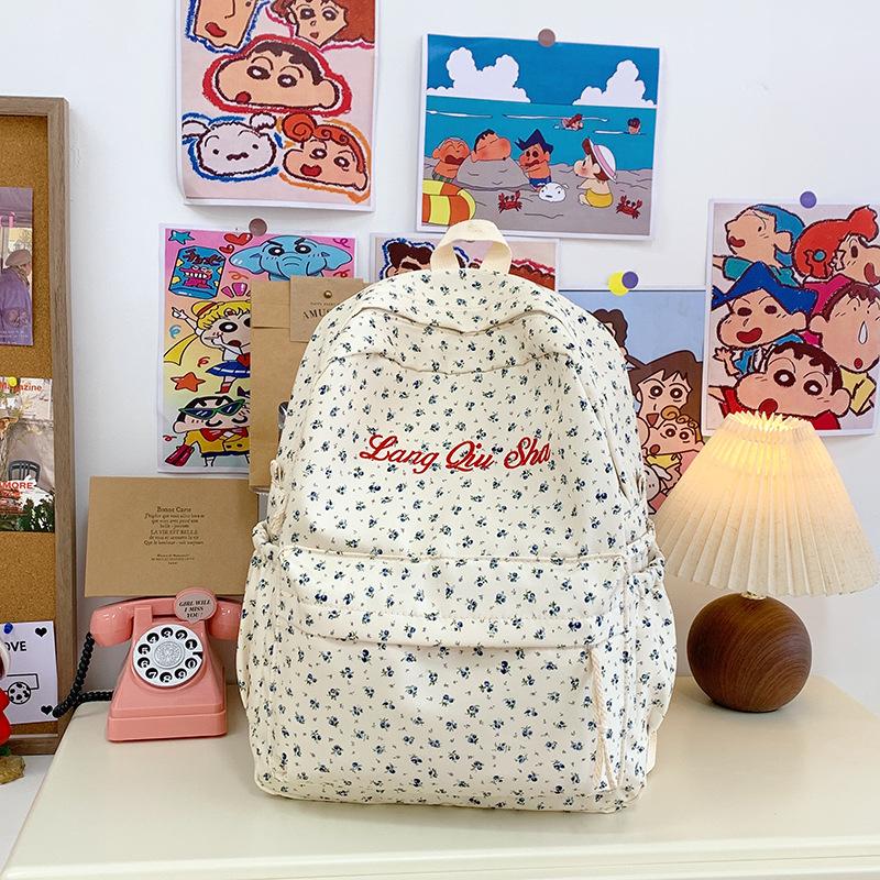 

School Bag Junior High School Student Girl High School Student Backpack Female Floral High Value Style Niche Shoulder Bag