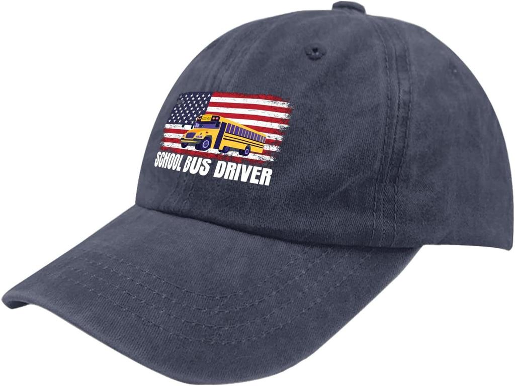School Bus Driver American Flag Graphic Baseball Cap Polyester Vintage Casual Adjustable Adult Hat