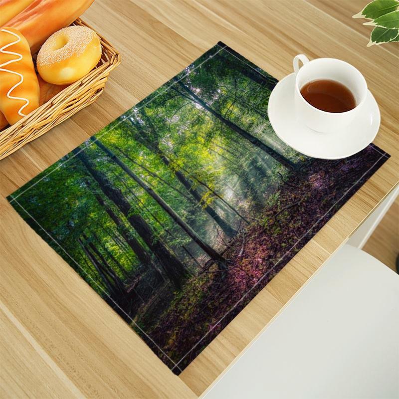 Naturalny leśny podkładka na stół z tkaniny lnianej Podkładki na stół Rodzinny obiad Zastawa stołowa Mata na stół kuchenny 30X45cm