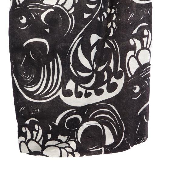 marimekko linen Overall handle Pants 34 black Waist rubber Women Used