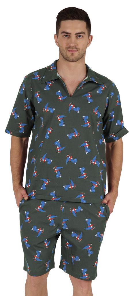 Inkmeso Printed Cotton Nightwear Shorts Set For Men's Summer Half Sleeve Cute Loungewear