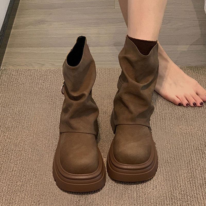 

Британського стилю Висококласні Чоботи до щиколотки, Др.. Чоботи Мартенс, Взуття, що збільшує зріст, Чоботи до середини ікри на товстій підошві 40 коричневий