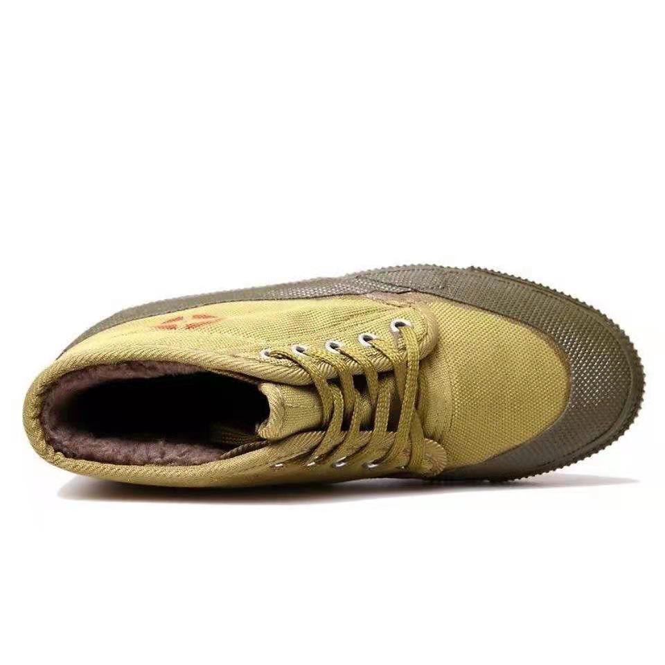 მაღალი ზედა ყვითელი იზოლირებული ფეხსაცმელი სამხედრო რეზინის ფეხსაცმელი სამხედრო საწვრთნელი ფეხსაცმელი