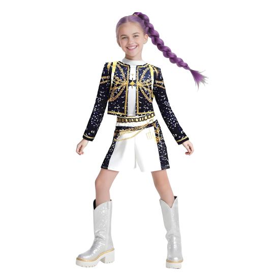 Kostým pro cosplay popových zpěváků, Oblečení pro pódiová vystoupení, Oblečení pro dívčí taneční skupinu pro děti, Halloweenský karnevalový kostým na párty, Maškarní