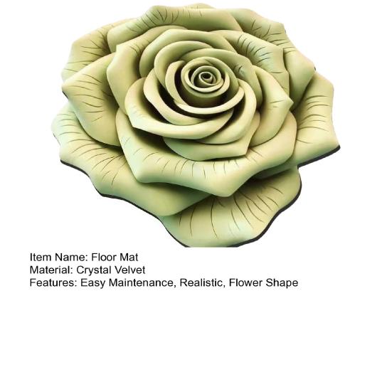 Yousheng 3D Rose Floor Mat Absorbent Floral Bathroom Rug with Non-Slip Backing Realistic Flower Decorative Carpet for Bedroom Living Room Entrance