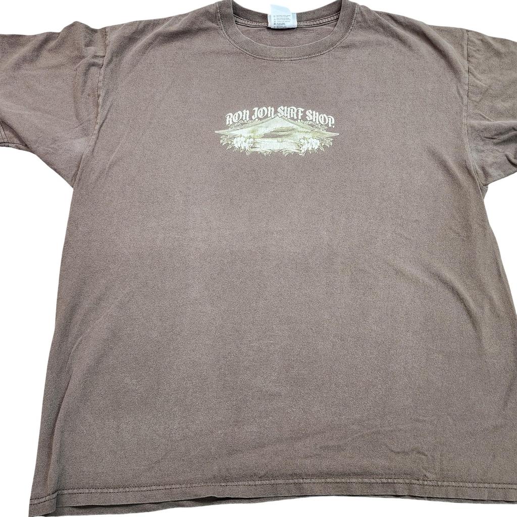 Ron Jon Surf Shop Shirt Mens XL Brown Surf Scene Graphic Tee Tropical Unisex T-Shirt