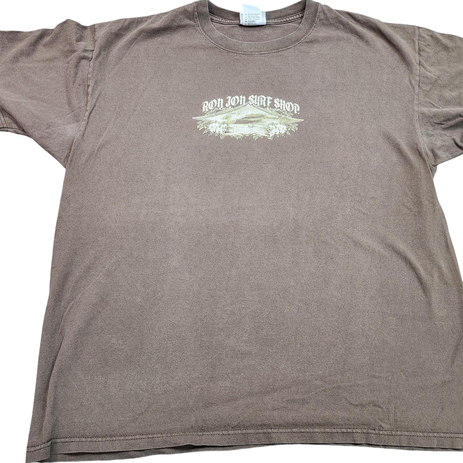 Ron Jon Surf Shop Shirt Mens XL Brown Surf Scene Graphic Tee Tropical Unisex T-Shirt XXXL