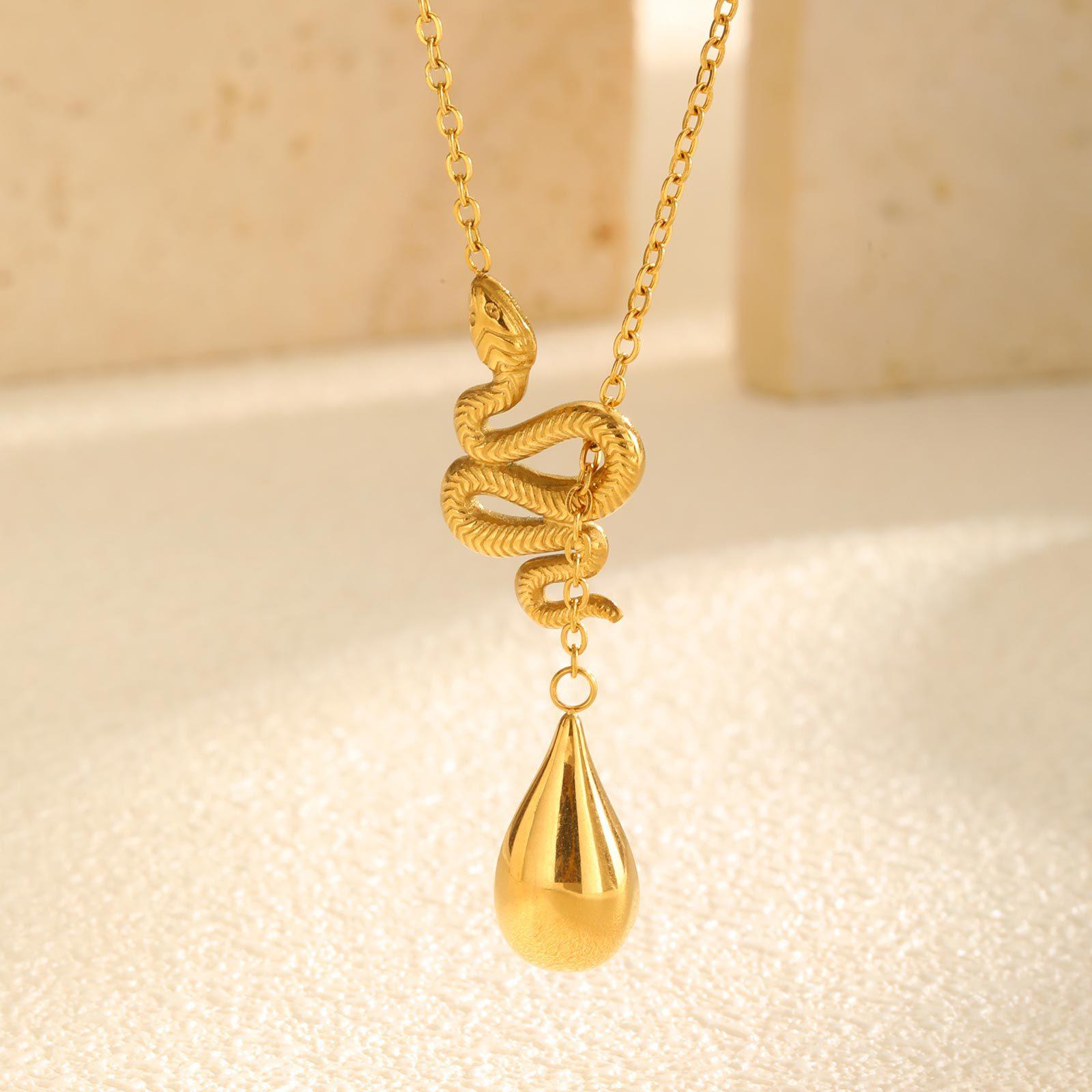 

New Product Accessories Women s Fashion Versatile Creative Serpentine Water Drop Y-shaped Necklace Gold Clavicle Chain 50CM золотой