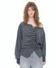 AEGO FREEDOM LAB Drape Tuck Off-Shoulder Top_Pigment Charcoal