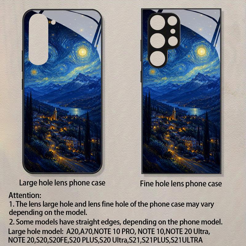 2D Night Mountain Scene Phone Case for Samsung S26 S25 S24 S23 S22 S21 S20 A56 A36 A16 - Glass Protective Cover