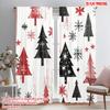 2pcs,2D Plane Printing Popular Curtains Christmas Trees Snowflakes Ornaments Durable Polyester (without Rod) Versatile All Ldeal