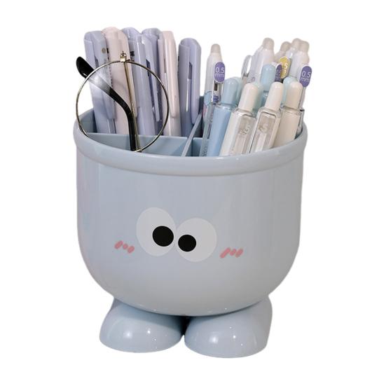 

Подставка для ручек Мультяшный дизайн Цвет макарон Органайзер для стола Большой вместимости С перегородками Подставка для стола Декор для дома, офиса, школы A синий