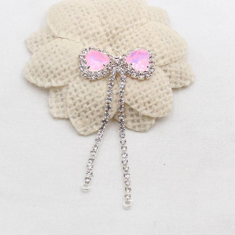 2 Pieces of 26 * 59mm Silver Shiny Flat Bow Tassel Mocha Pendant DIY Hair Accessories, Earrings, Clothing, Wedding Decoration