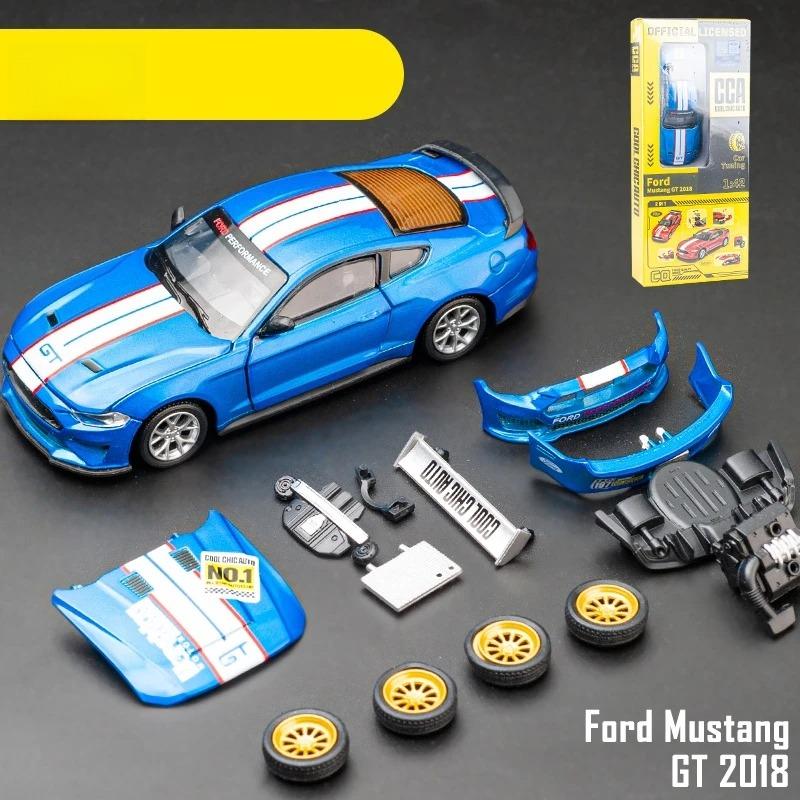 1/42 Ford Mustang GT Racing Toy Car CCA Assembly Model Kit Diecast Alloy Miniature Free Wheels Collection Gift for Boys Children