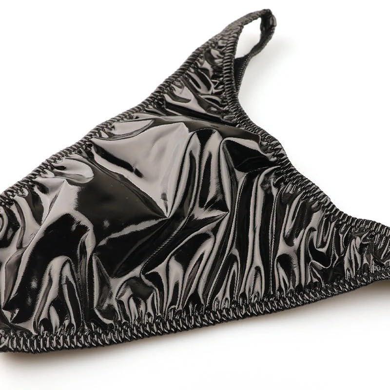 La-Pomme Women Shiny Enamel Fabric T-Front High Cut Half Back Shorts Lingerie Sexy Underwear Made in Japan