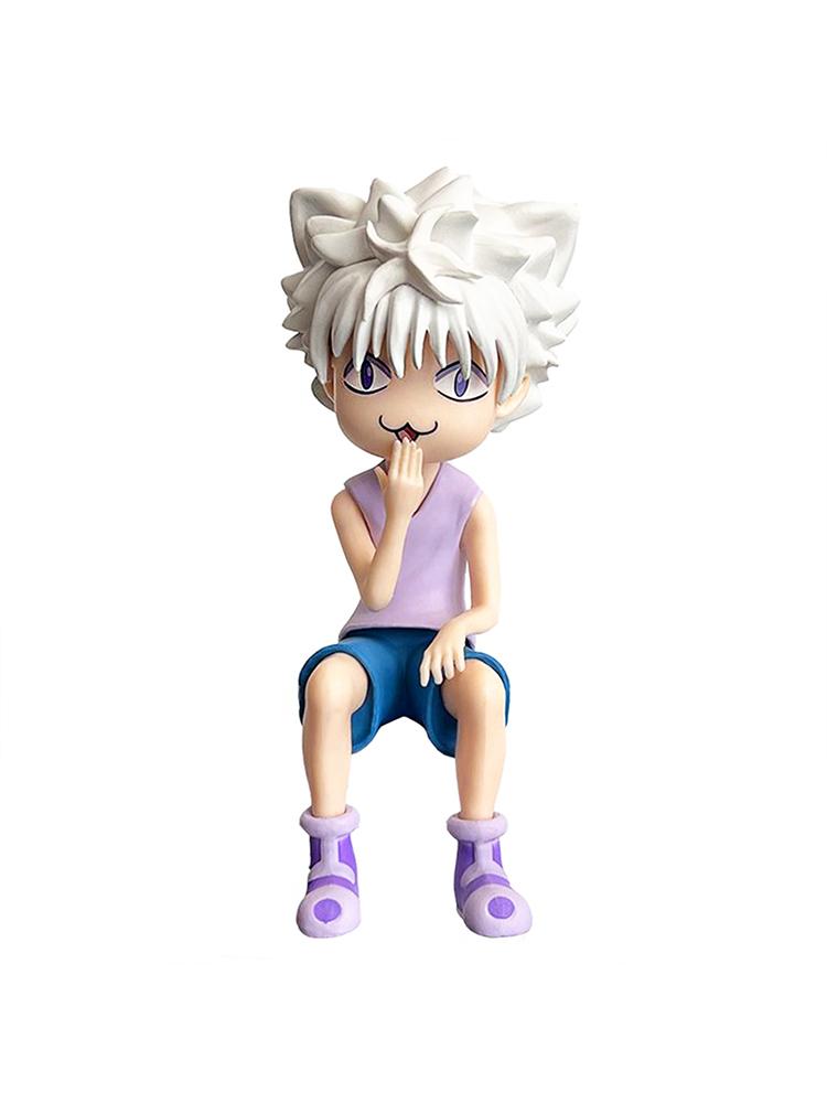 Anime Killua Zaoldyeck Figure Sitting Smile Cat Face Action Figure Killua Figurine PVC Model Desktop Ornaments Toys Gifts 11cm