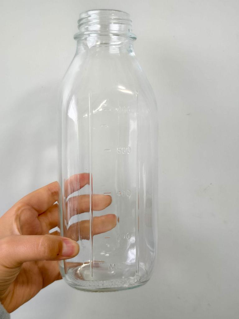Bottiglia Graduata in Vetro da 1000ml per Latte, Caffè, Frullato, Succo, Cold Brew - per Uso Alimentare con Tappo Ermetico