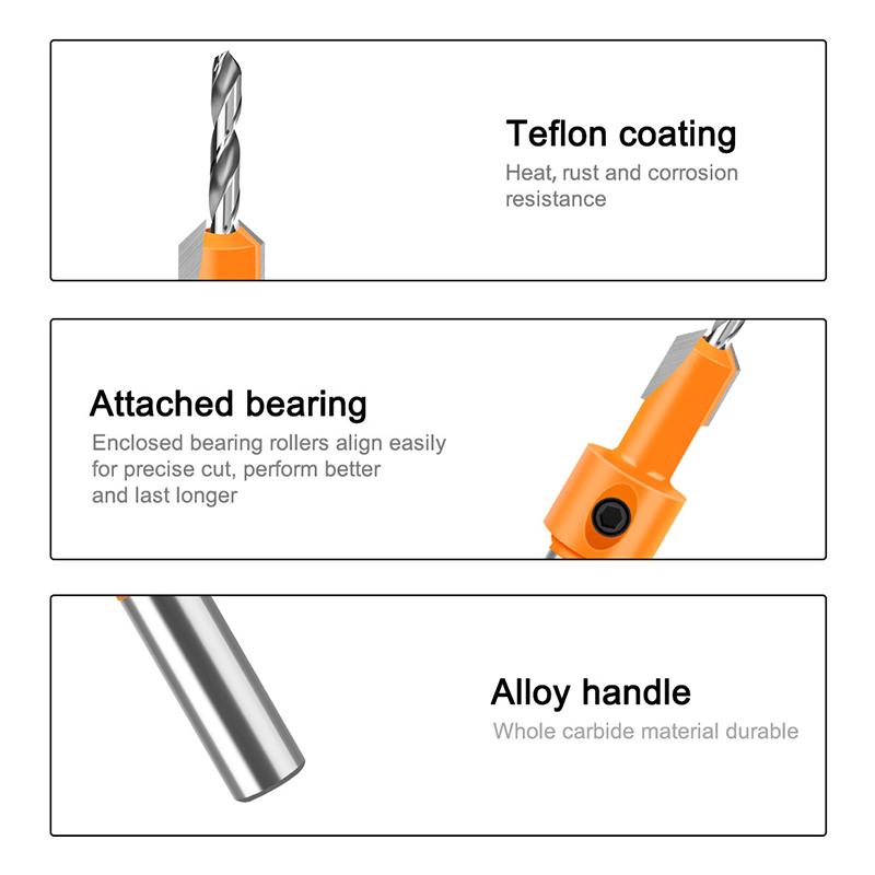1Set Carbon Steel Woodworking Countersink Router Bit Screw Extractor Remon Demolition For Wood Milling Cutter