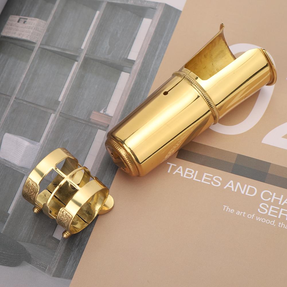 Tenor Saxophone Mouthpiece Metal Clip Cap Golden Musical Instrument Replacement Kit