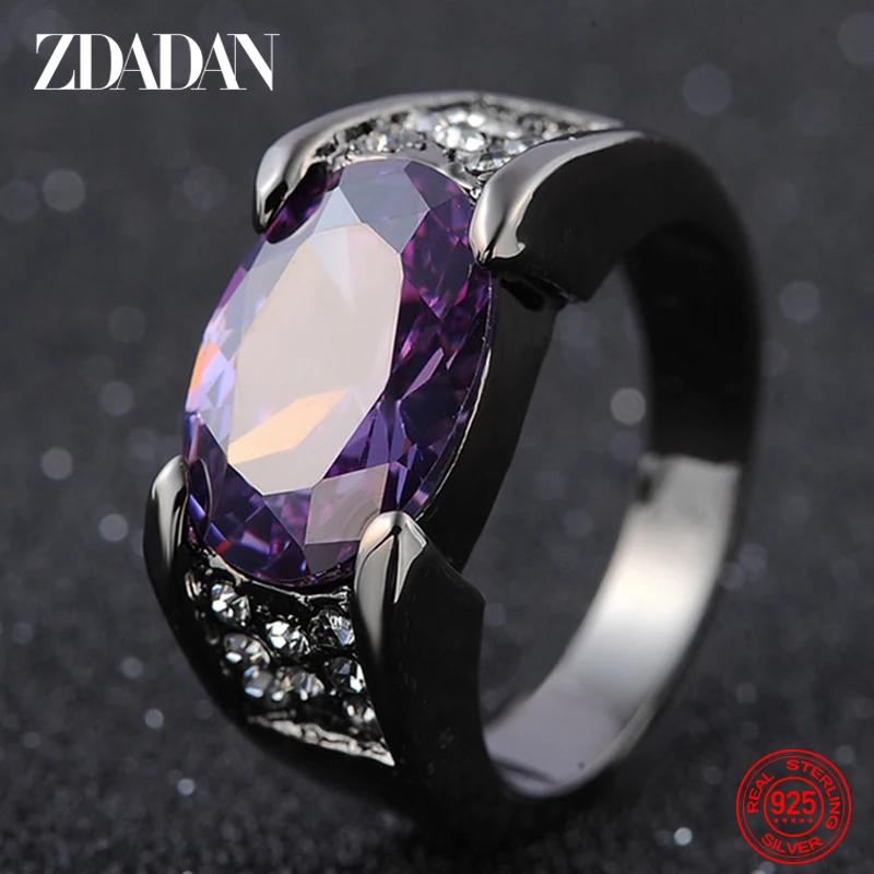 

New Arrival 925 Sterling Silver Red Purple Crystal Ring for Men Women Jewelry Party Gift 13