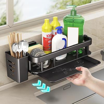 Organizzatore Portaoggetti per Lavello da Cucina con Portaposate Forte Portata Senza Foratura