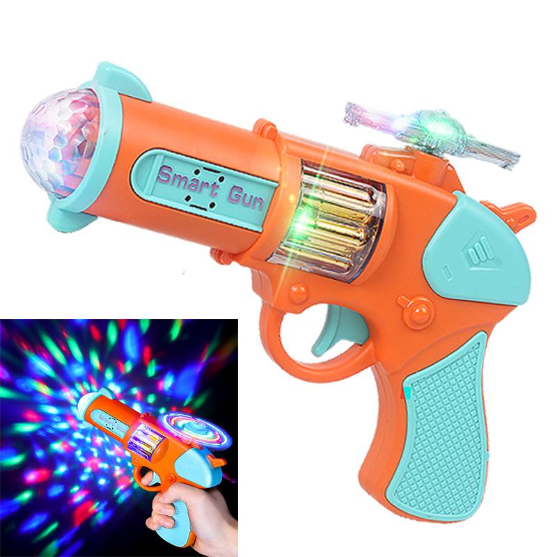 Kids Toy Pistol Electric Flash Music Colorful Rotating Projection Sound and Light Children's Toy Gun Gift