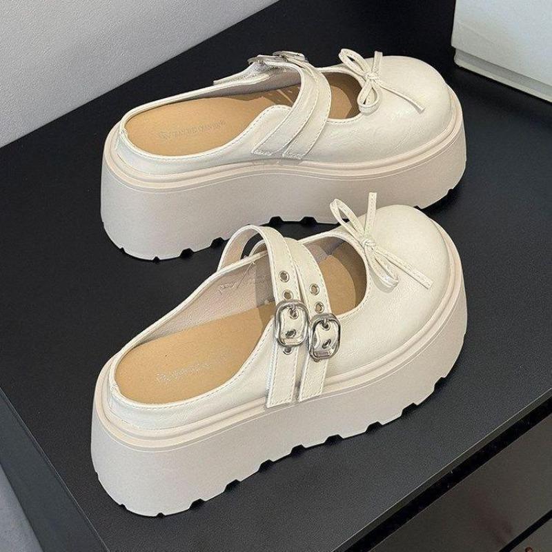 

New Style Half-trousers for The Back of The Foot. Women s Shoes. Thick-soled, Casual One-piece Shoes. 35 бежевый