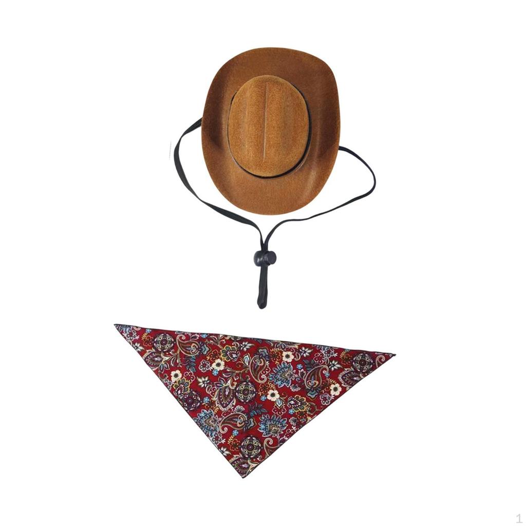 Cowboy Hat And Bandana Set for Pets, Halloween Costume Dogs Cats