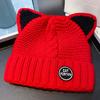 Nieuwe Vrouwen Hoed Winter Beanie  Warm Cartoon Kat Oor Bescherming Gebreide Cap Hoeden Voor Meisjes Vrouwen Motorkap Femme