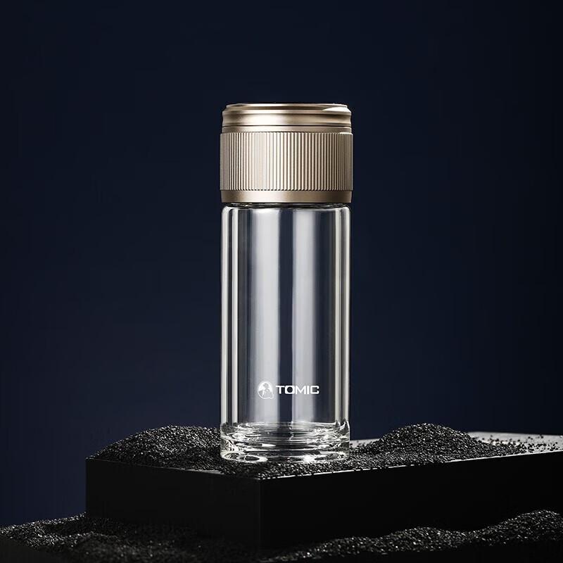 TOMIC Double-Layer Glass Tea Infuser Cup with Pointer Temperature Display