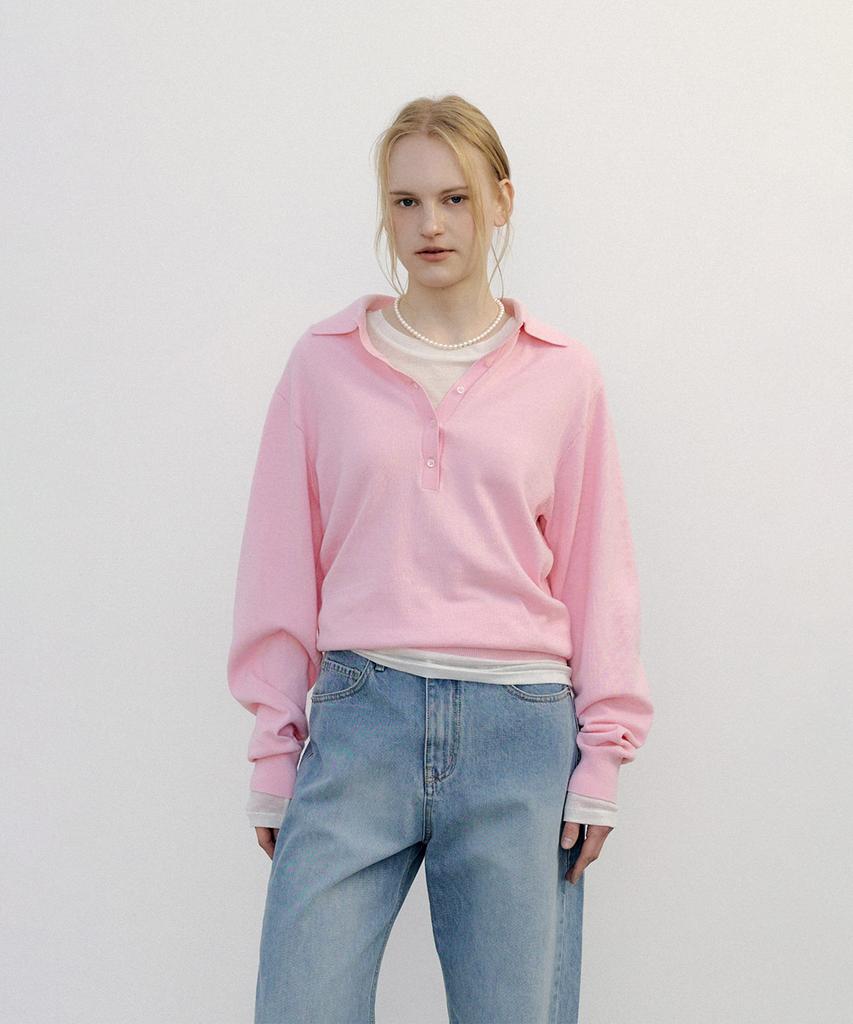 Peulloujin Button Collar Knit_2Color_Ffd1Nt002