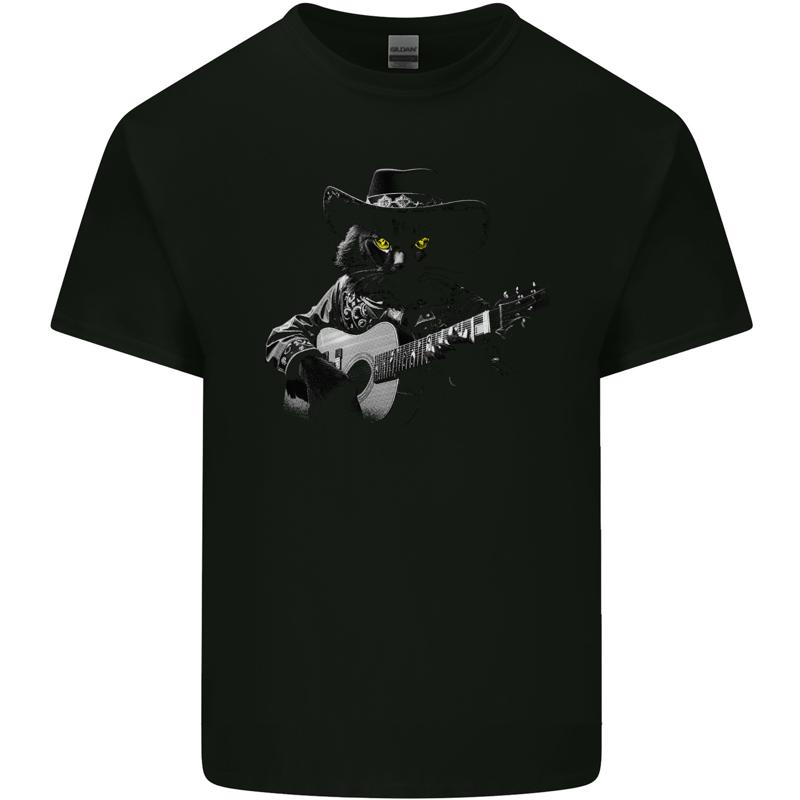 

Country & Western Music Cat Acoustic Guitar Cotton Men s T-Shirt - Men s Summer Cotton Graphic Tee 5XL різнокольоровий