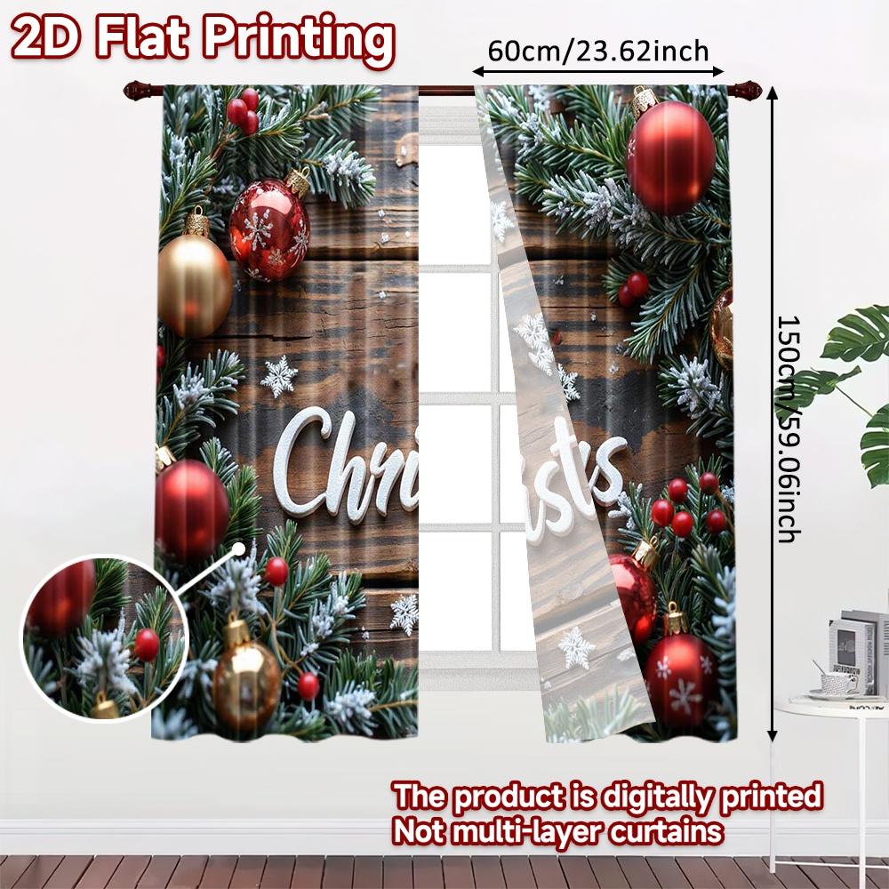 2 peças impressão plana 2D Feliz Natal Cortinas Populares Milagre de Inverno de Natal Tecido Sem Eletricidade Feriado Festivo para
