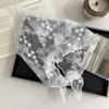 Retro Lace Scarf Hollow Triangle Neck Scarf for Women Girls Embroidered Lace Wrap Hair Wrap Floral Crochet Hair Bandanas