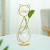 Cat Shape Hand Welded Vases High Temperature Baking Paint Hydroponic Glass Heart Vase With Metal Holder