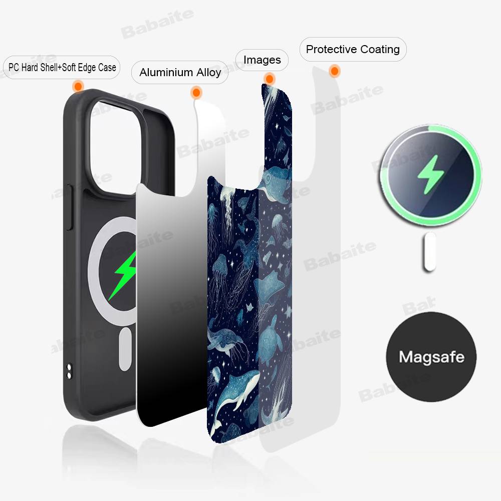 Ocean Whale Shark Swimming Phone Case Magnetic Case For IPhone 16 14 13 12 11 15 Pro Max Plus For Magsafe Wireless Charge Cover